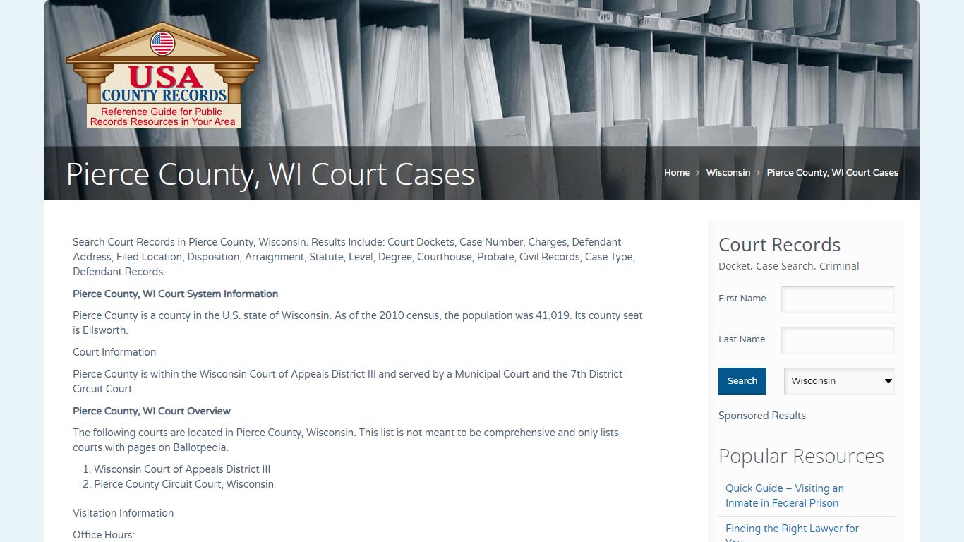 Pierce County, WI Court Cases | Name Search