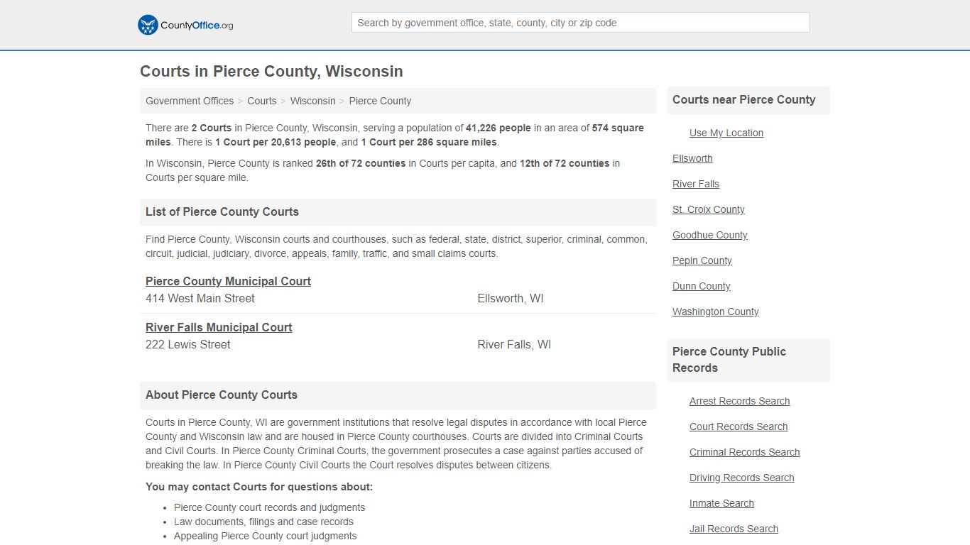 Courts - Pierce County, WI (Court Records & Calendars)
